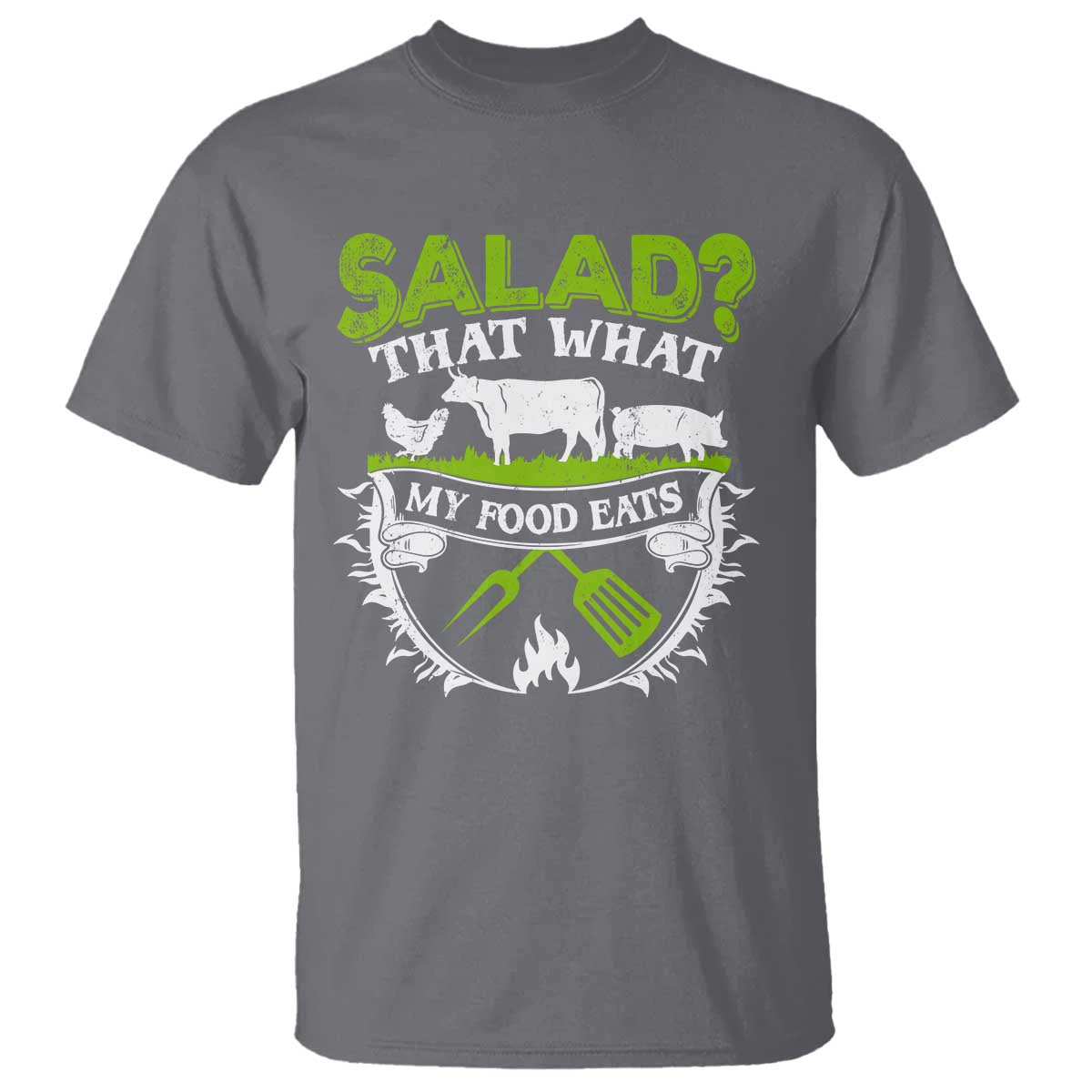 Funny BBQ Lover T Shirt Salad That's What My Food Eats Anti Vegan Jokes - Wonder Print Shop