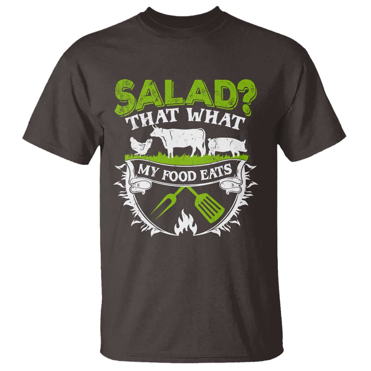 Funny BBQ Lover T Shirt Salad That's What My Food Eats Anti Vegan Jokes - Wonder Print Shop