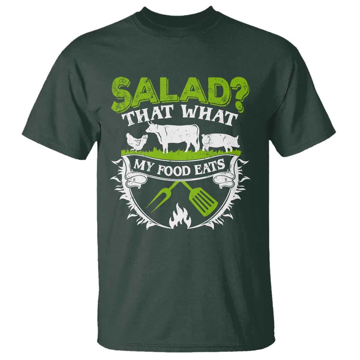 Funny BBQ Lover T Shirt Salad That's What My Food Eats Anti Vegan Jokes - Wonder Print Shop