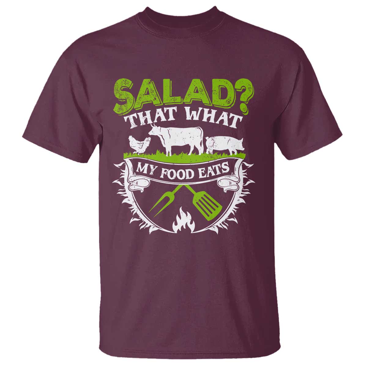 Funny BBQ Lover T Shirt Salad That's What My Food Eats Anti Vegan Jokes - Wonder Print Shop
