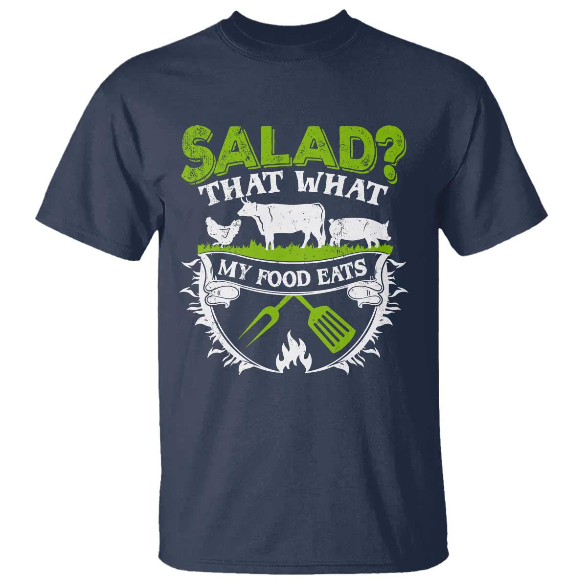 Funny BBQ Lover T Shirt Salad That's What My Food Eats Anti Vegan Jokes - Wonder Print Shop