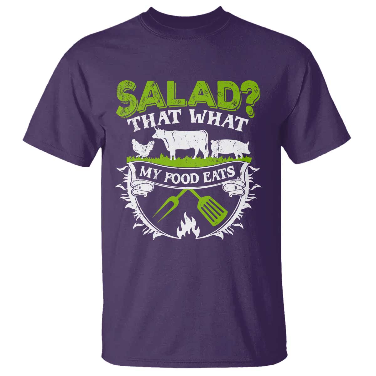 Funny BBQ Lover T Shirt Salad That's What My Food Eats Anti Vegan Jokes - Wonder Print Shop