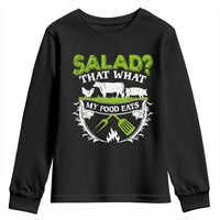 Funny BBQ Lover Youth Sweatshirt Salad That's What My Food Eats Anti Vegan Jokes