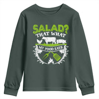 Funny BBQ Lover Youth Sweatshirt Salad That's What My Food Eats Anti Vegan Jokes