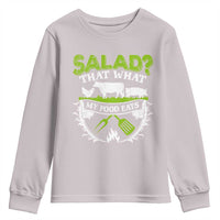 Funny BBQ Lover Youth Sweatshirt Salad That's What My Food Eats Anti Vegan Jokes