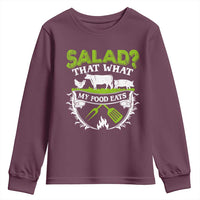 Funny BBQ Lover Youth Sweatshirt Salad That's What My Food Eats Anti Vegan Jokes