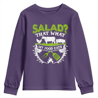 Funny BBQ Lover Youth Sweatshirt Salad That's What My Food Eats Anti Vegan Jokes