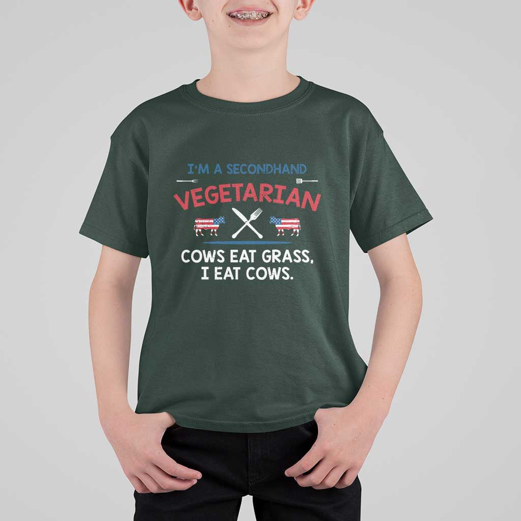 Funny BBQ Lover T Shirt For Kid Cow Eat Grass I Eat Cow Anti Vegan Jokes