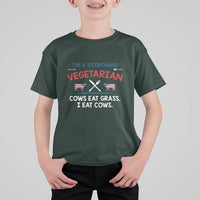 Funny BBQ Lover T Shirt For Kid Cow Eat Grass I Eat Cow Anti Vegan Jokes