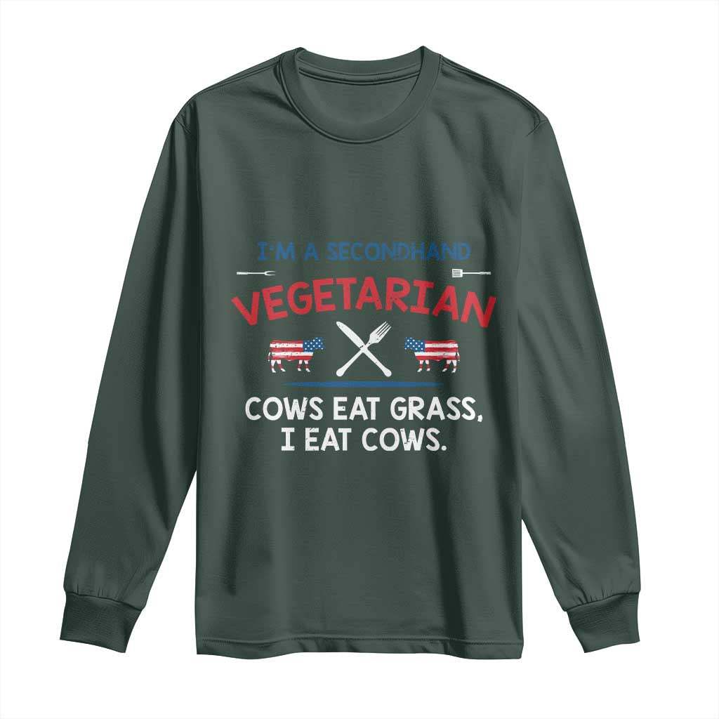 Funny BBQ Lover Long Sleeve Shirt Cow Eat Grass I Eat Cow Anti Vegan Jokes