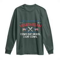 Funny BBQ Lover Long Sleeve Shirt Cow Eat Grass I Eat Cow Anti Vegan Jokes