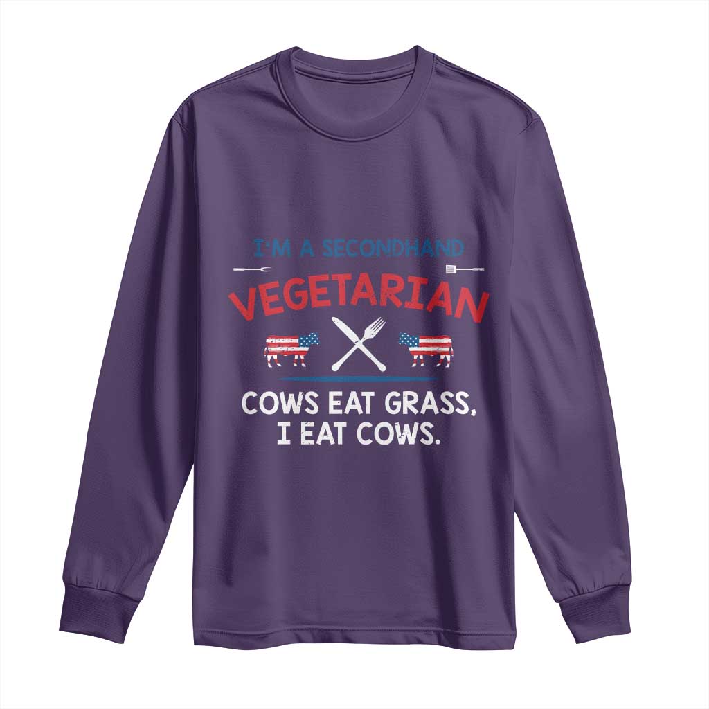 Funny BBQ Lover Long Sleeve Shirt Cow Eat Grass I Eat Cow Anti Vegan Jokes
