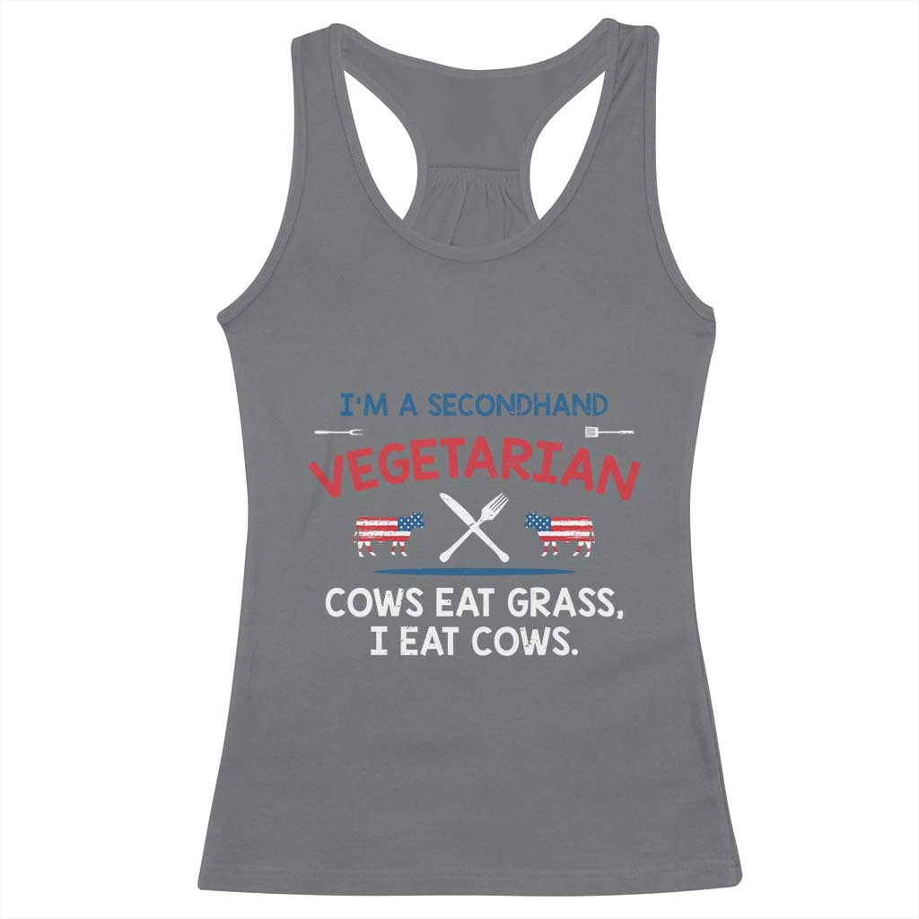 Funny BBQ Lover Racerback Tank Top Cow Eat Grass I Eat Cow Anti Vegan Jokes