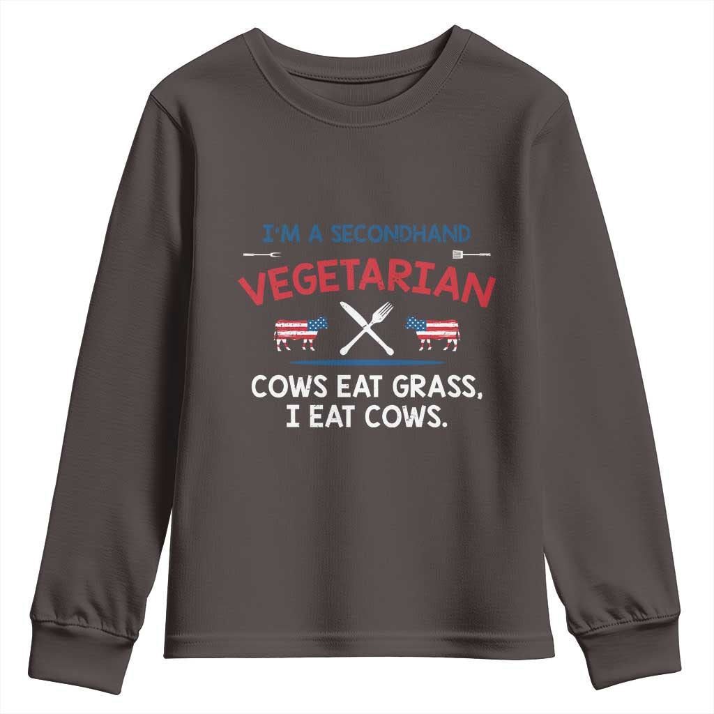 Funny BBQ Lover Youth Sweatshirt Cow Eat Grass I Eat Cow Anti Vegan Jokes