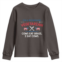 Funny BBQ Lover Youth Sweatshirt Cow Eat Grass I Eat Cow Anti Vegan Jokes