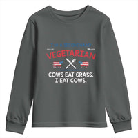 Funny BBQ Lover Youth Sweatshirt Cow Eat Grass I Eat Cow Anti Vegan Jokes
