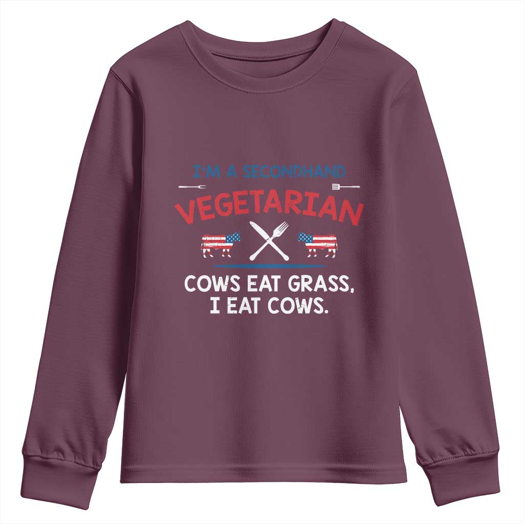 Funny BBQ Lover Youth Sweatshirt Cow Eat Grass I Eat Cow Anti Vegan Jokes