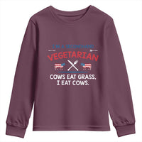 Funny BBQ Lover Youth Sweatshirt Cow Eat Grass I Eat Cow Anti Vegan Jokes