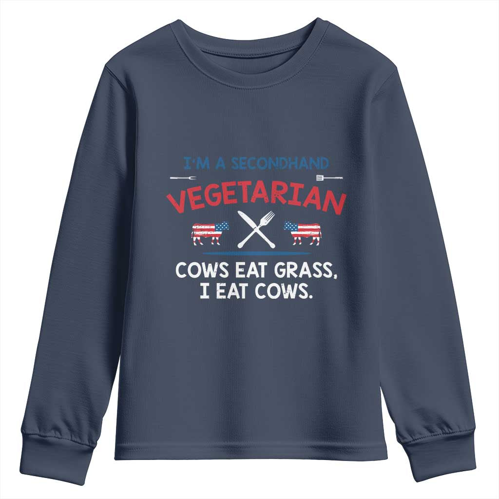 Funny BBQ Lover Youth Sweatshirt Cow Eat Grass I Eat Cow Anti Vegan Jokes