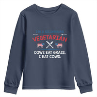 Funny BBQ Lover Youth Sweatshirt Cow Eat Grass I Eat Cow Anti Vegan Jokes