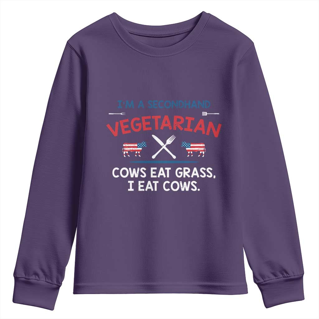 Funny BBQ Lover Youth Sweatshirt Cow Eat Grass I Eat Cow Anti Vegan Jokes