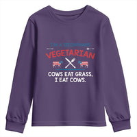 Funny BBQ Lover Youth Sweatshirt Cow Eat Grass I Eat Cow Anti Vegan Jokes