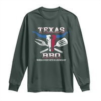 Texas BBQ Lover Long Sleeve Shirt Where Every Bite Is Legendary Texan Flag