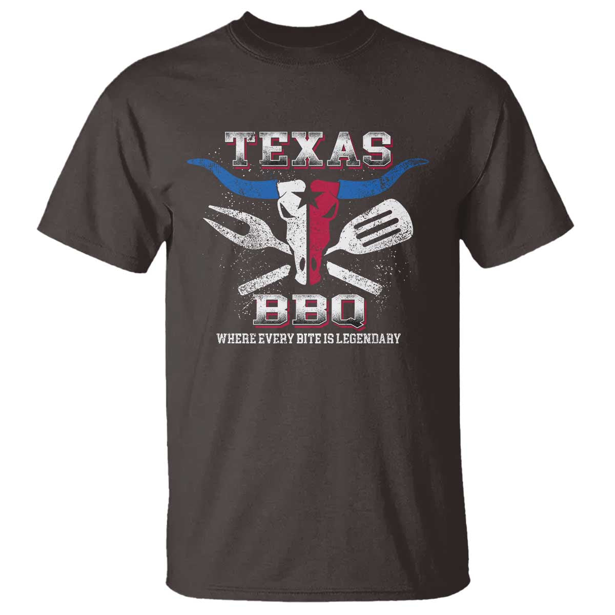 Texas BBQ Lover T Shirt Where Every Bite Is Legendary Texan Flag - Wonder Print Shop