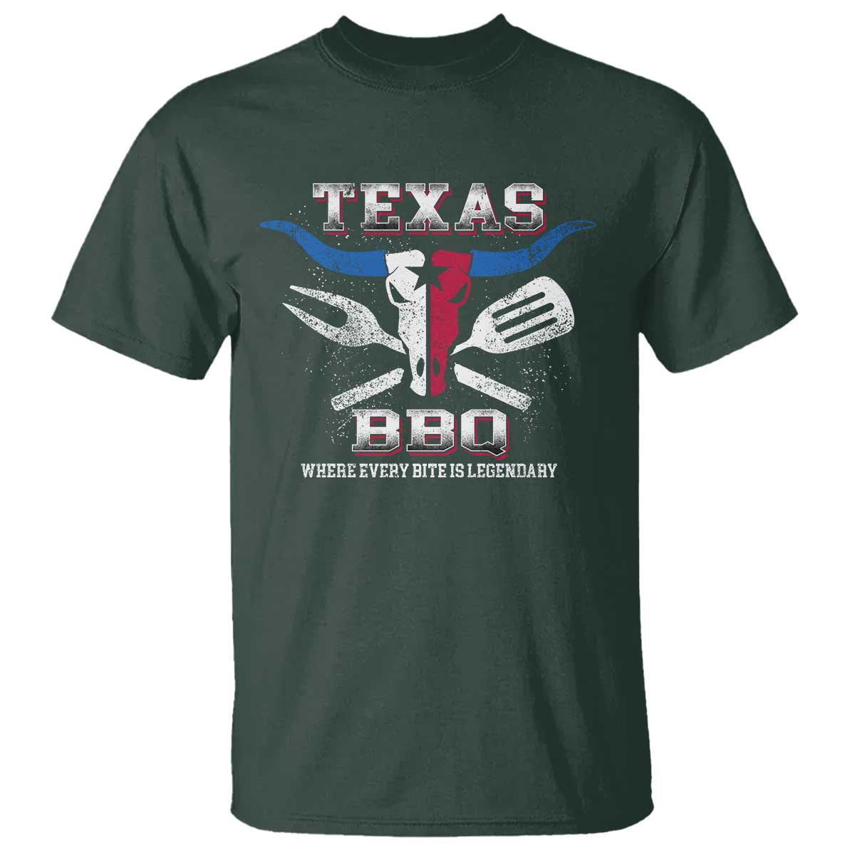 Texas BBQ Lover T Shirt Where Every Bite Is Legendary Texan Flag - Wonder Print Shop