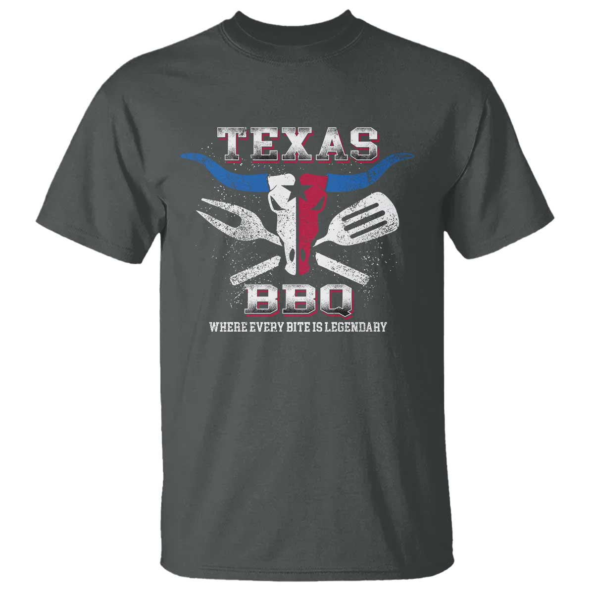 Texas BBQ Lover T Shirt Where Every Bite Is Legendary Texan Flag - Wonder Print Shop