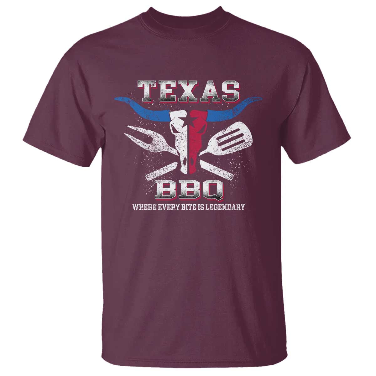 Texas BBQ Lover T Shirt Where Every Bite Is Legendary Texan Flag - Wonder Print Shop