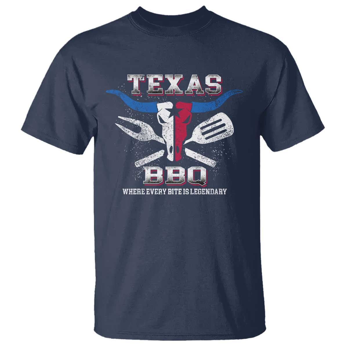 Texas BBQ Lover T Shirt Where Every Bite Is Legendary Texan Flag - Wonder Print Shop