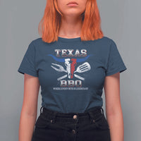 Texas BBQ Lover T Shirt For Women Where Every Bite Is Legendary Texan Flag - Wonder Print Shop