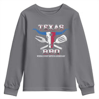 Texas BBQ Lover Youth Sweatshirt Where Every Bite Is Legendary Texan Flag