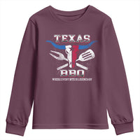 Texas BBQ Lover Youth Sweatshirt Where Every Bite Is Legendary Texan Flag