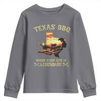 Texas BBQ Lover Youth Sweatshirt Where Every Bite Is Legendary Cowboy Grilling Pitmaster