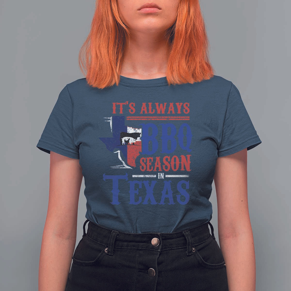 Texas BBQ Lover T Shirt For Women It's Always BBQ Season In Texas - Wonder Print Shop