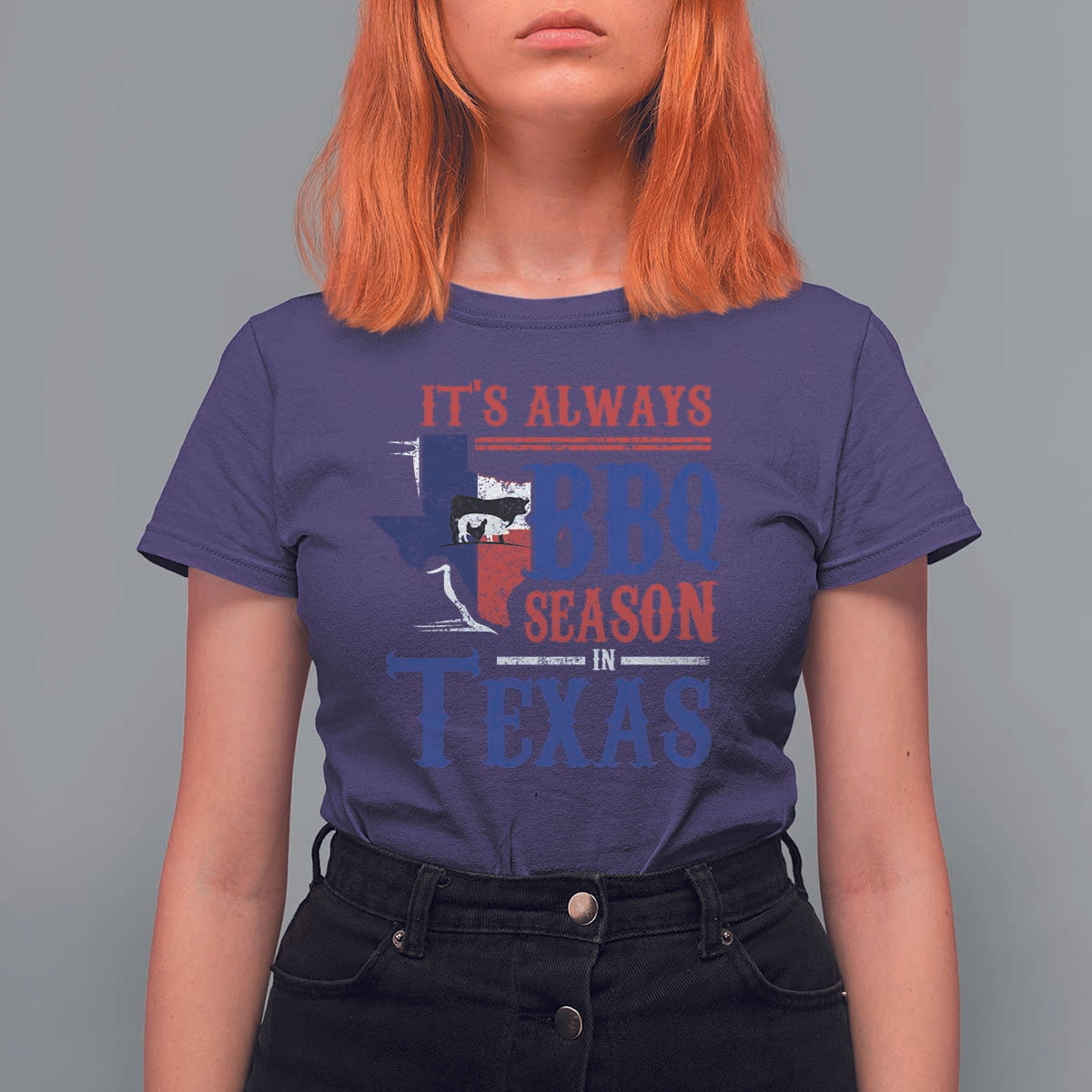 Texas BBQ Lover T Shirt For Women It's Always BBQ Season In Texas - Wonder Print Shop