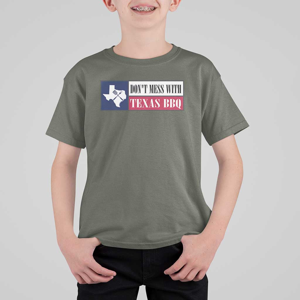 Don't Mess With Texas BBQ T Shirt For Kid Texan Flag Grilling Pitmaster