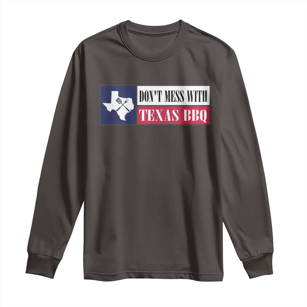 Don't Mess With Texas BBQ Long Sleeve Shirt Texan Flag Grilling Pitmaster