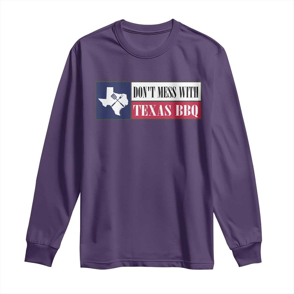 Don't Mess With Texas BBQ Long Sleeve Shirt Texan Flag Grilling Pitmaster