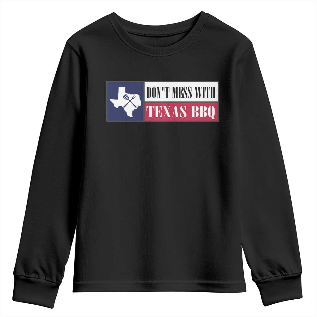 Don't Mess With Texas BBQ Youth Sweatshirt Texan Flag Grilling Pitmaster