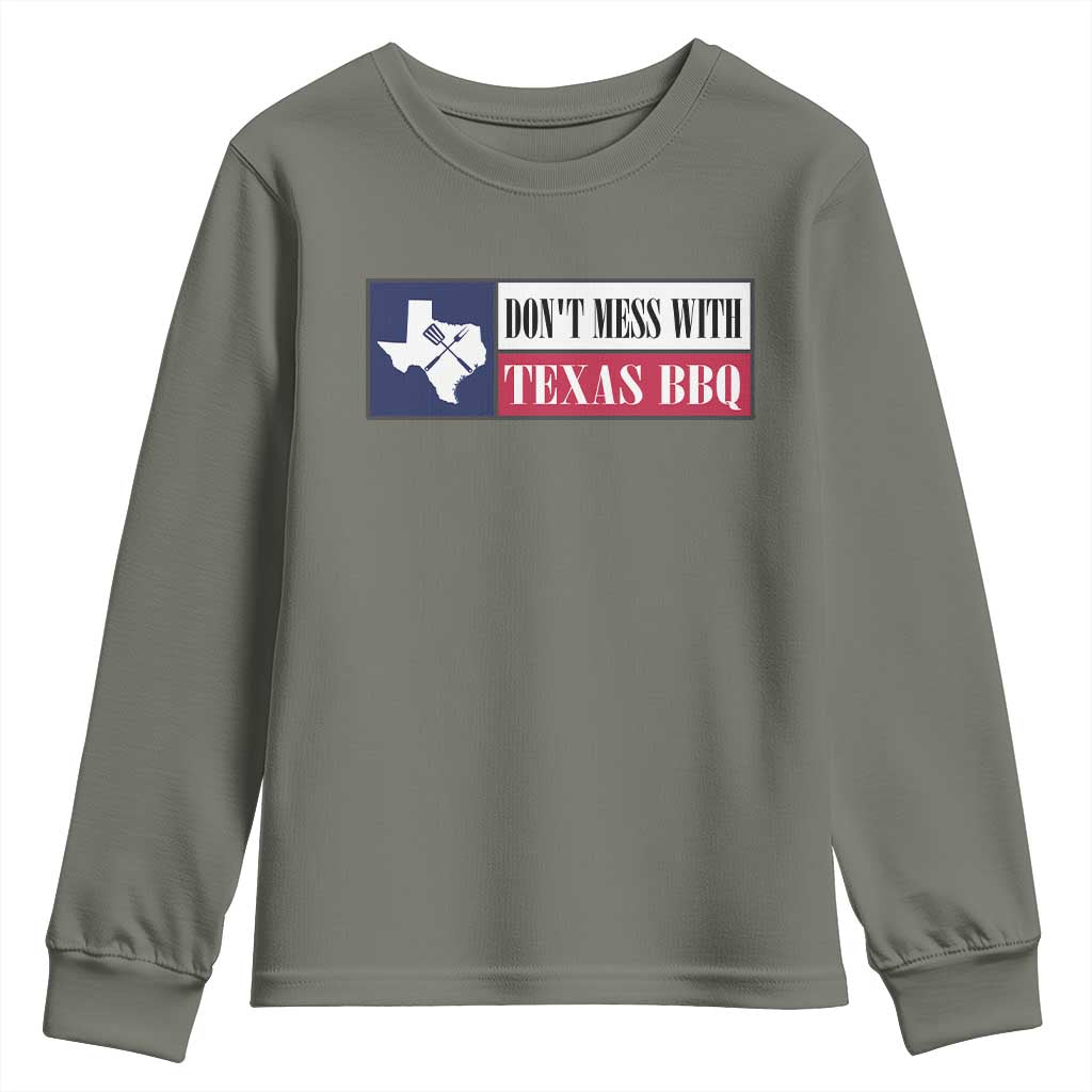 Don't Mess With Texas BBQ Youth Sweatshirt Texan Flag Grilling Pitmaster