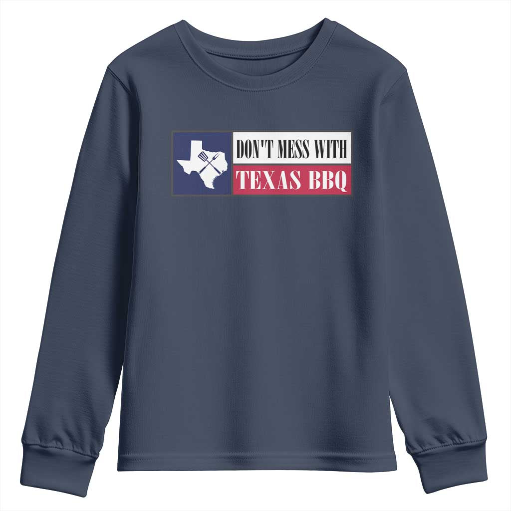Don't Mess With Texas BBQ Youth Sweatshirt Texan Flag Grilling Pitmaster