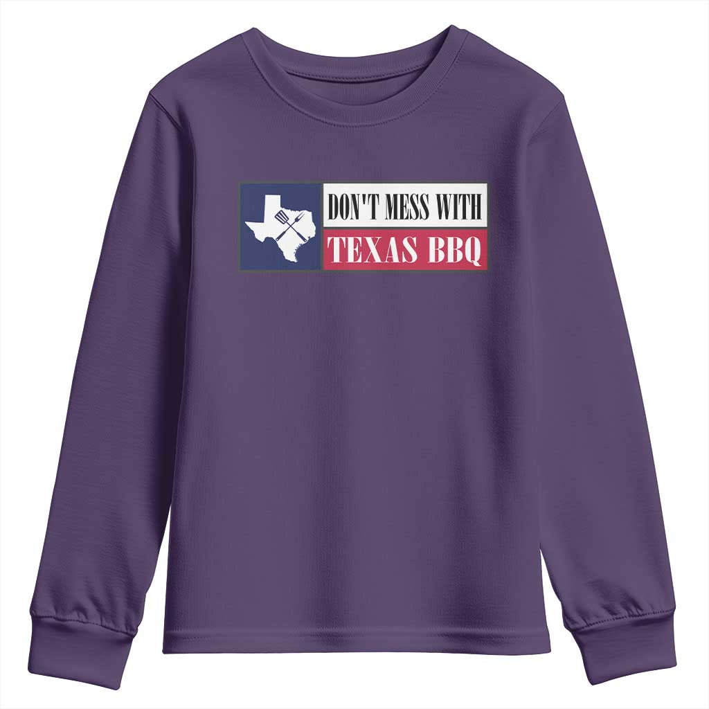 Don't Mess With Texas BBQ Youth Sweatshirt Texan Flag Grilling Pitmaster