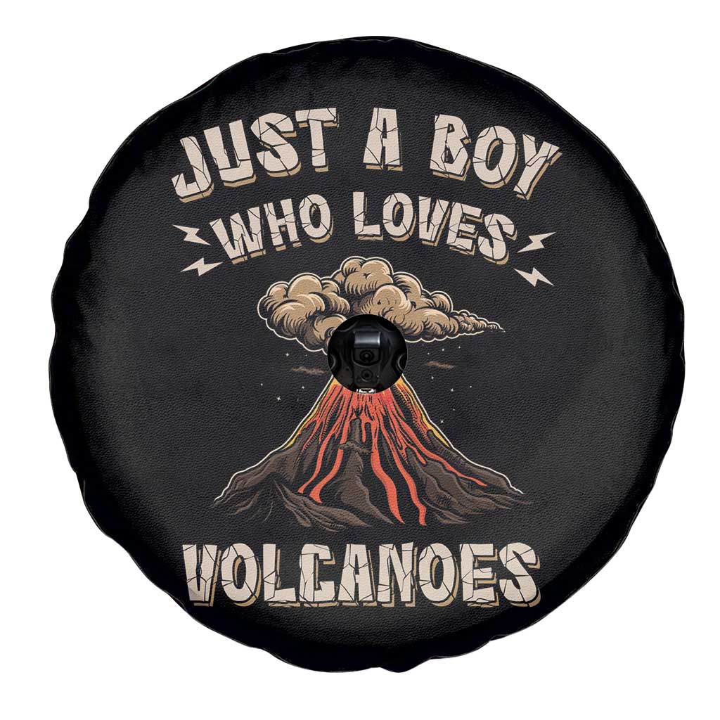 Funny Volcanologist Spare Tire Cover Just A Boy Who Loves Volcanoes Lava
