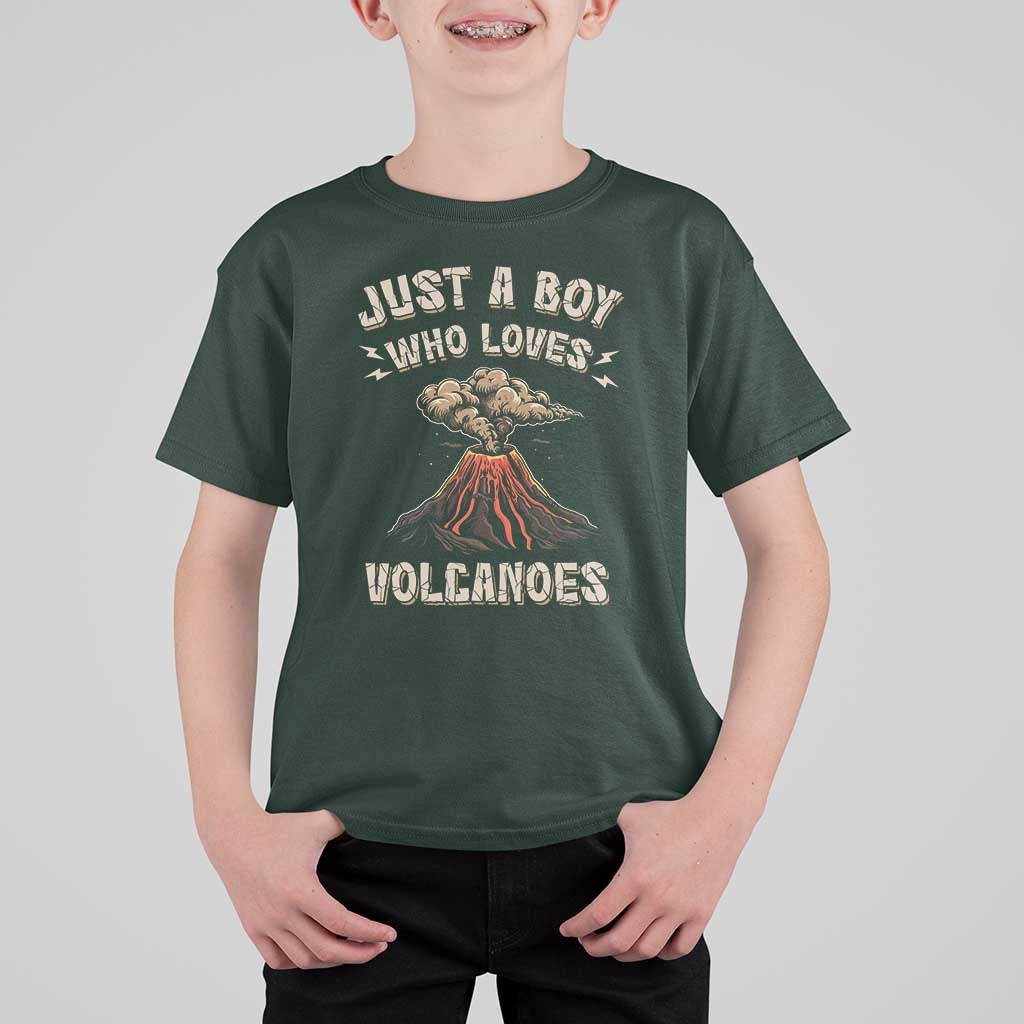 Funny Volcanologist T Shirt For Kid Just A Boy Who Loves Volcanoes Lava