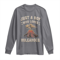 Funny Volcanologist Long Sleeve Shirt Just A Boy Who Loves Volcanoes Lava