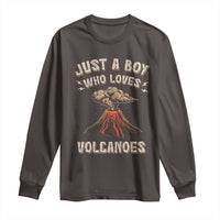 Funny Volcanologist Long Sleeve Shirt Just A Boy Who Loves Volcanoes Lava