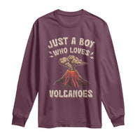 Funny Volcanologist Long Sleeve Shirt Just A Boy Who Loves Volcanoes Lava